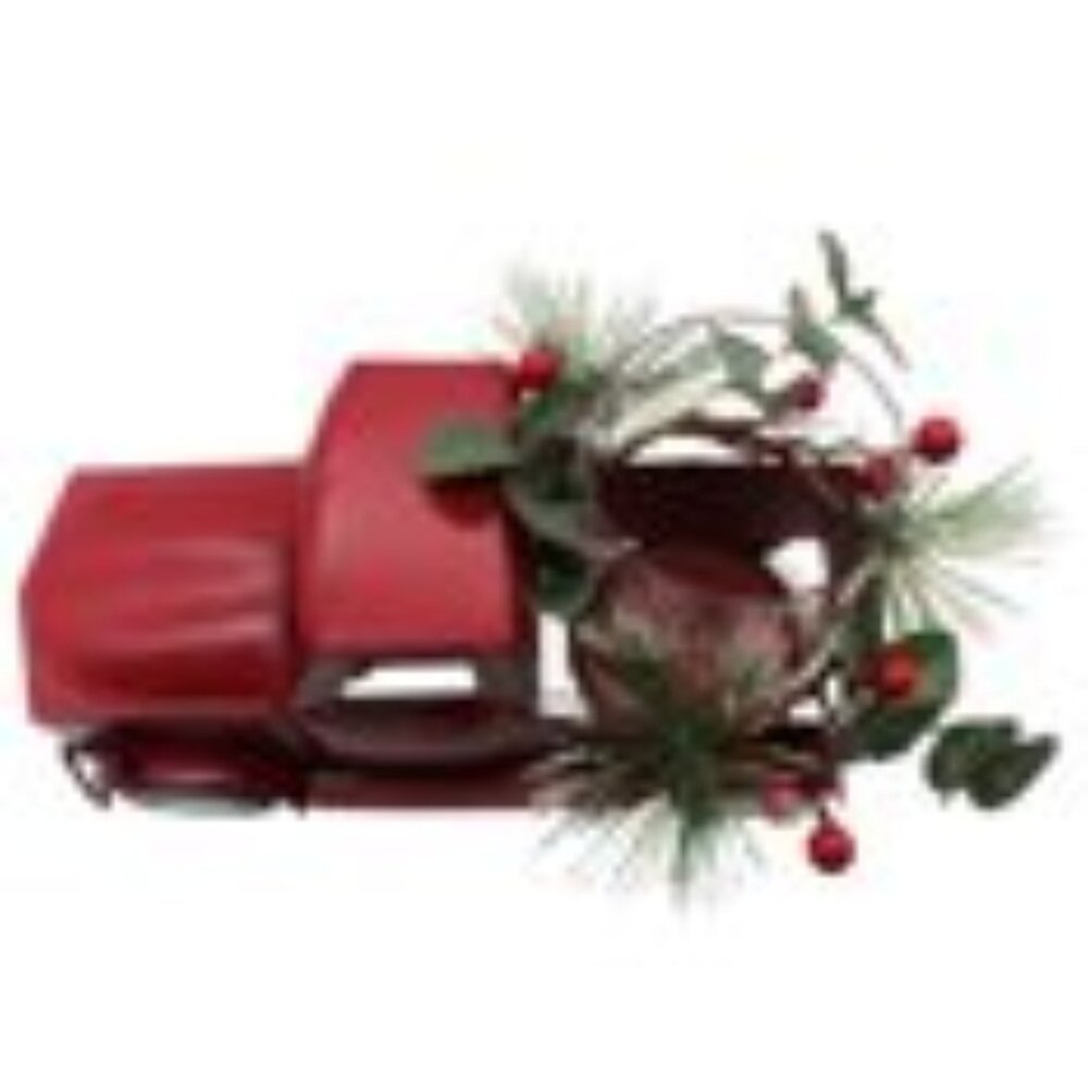 Holiday Time Christmas Farm Truck Hurricane Candle Holder, Red